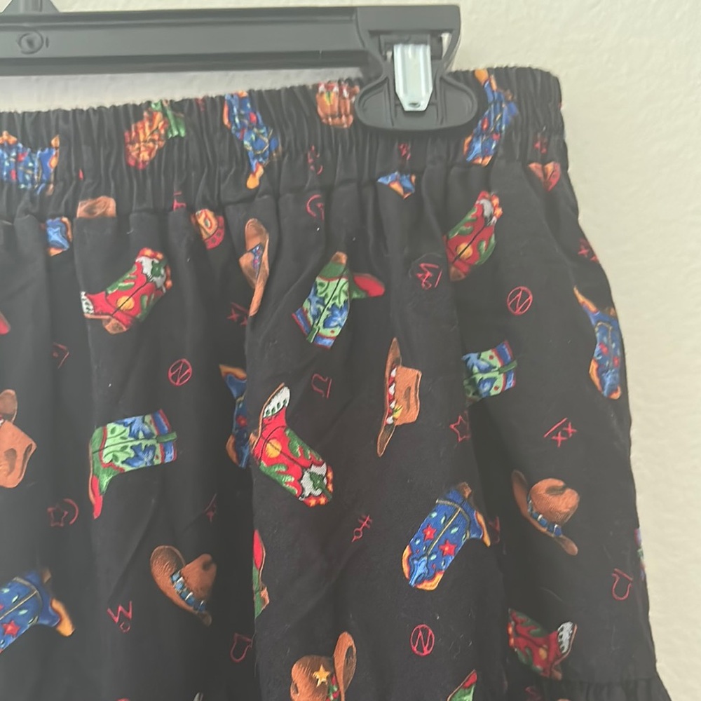 Colorful Cowboy Boot Print Maxi Skirt